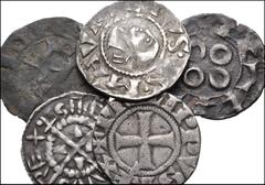 WORLD. France. Lot of five (5) Deniers. Includes: FRANCE: Maguelone (evèché). BI Denier // Touraine. AR Denier // Vienne (archevèché). AR Denier // HUNGARY: Stephan I (St. Stephan). AR Denier. Lot als
