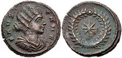 Fausta. Augusta, AD 324-326. Æ Follis (18mm, 2.92 g). Thessalonica mint. As nobilissima femina , AD 318-319. Draped bust right / Eight-pointed star within laurel wreath. RIC VII 51; LRBC 824. Good VF,