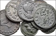ROMAN. Imperial. Lot of eight (8) bronze coins from Severina to Julian II. Includes: Severina. Antoninianus // Carus. Antoninianus // Maximianus. Follis (2) // Licinius I. Follis // Helena. Follis // 