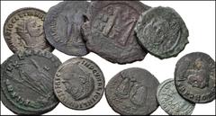 MIXED. Greek-Byzantine. Lot of sixteen (16) miscellaneous bronze coins. Includes: GREEK: PTOLEMAIC KINGS of EGYPT. Æ 23mm // Æ 14mm // ROMAN IMPERIAL: Valerian II. AR Antoninianus // Victorinus. Anton