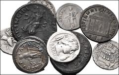 ROMAN. Republican-Imperial. Lot of ten (10) silver and bronze coins from the Republic to Divo Maximiano. Includes: REPUBLIC: L. Furius Cn.f. Brocchus. AR Denarius // IMPERIAL: Nerva. AR Denarius // Tr