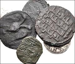 MIXED. Byzantine-British. Lot of six (6) bronze and silver coins. Includes: BYZANTINE: Constantine V, with Leo IV. Æ Follis // Manuel I Comnenus. Æ Tetarteron // ISLAMIC: Anatolia & al-Jazira (Post-Se