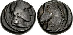 NABATAEA. Syllaios and Aretas IV. Circa 9-6 BC. AR Hemidrachm (12mm, 2.55 g, 12h). Petra mint. Laureate head of Obodas II or Aretas right; Aramaic ḥ below chin / Eagle standing right; Nabataean [ ḥ ] 