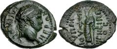 LYDIA, Hypaepa. Nero. AD 54-68. Æ (22mm, 4.83 g, 12h). Gauis Julius Hegesippos, grammateus . Struck AD 66-68. Laureate head right / Zeus Lydios standing left, holding thunderbolt and scepter. RPC I 25