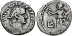 EGYPT, Alexandria. Vitellius. AD 69. BI Tetradrachm (24mm, 13.48 g, 12h). Dated RY 1 (AD 69). Laureate head right / Nike standing left, holding wreath and palm frond; LA (date) to left. RPC 5372; Köln