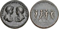 Commodus and Annius Verus. As Caesars, AD 166-169. Æ Medallion (37mm, 42.71 g, 12h). Rome mint. Struck AD 166-168/9. COMMODVS CAES · VERVS CAES, draped busts of Commodus and Annius Verus, vis-à-vis / 