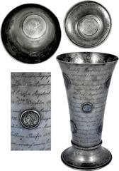 CENTRAL EUROPE. Presentation Cup. Uncertain Austrian manufacture in gilt silver alloy. Made 1903. Gilt silver alloy presentation footed cup. Cup proper and foot are of arched conical shape joined by a