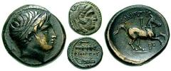 Macedon, Kings of. Philip II. Estimate $150 Macedon, Kings of. Philip II. 359-336 BC. Lot of two Æ, as follows: Æ 18mm (6.53 gm). Young male head with tainia right; L behind / Young naked rider on hor