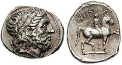 MACEDON, Kings of. Philip II. Estimate $750 MACEDON, Kings of. Philip II. 359-336 BC. AR Tetradrachm (14.28 gm). Pella mint. Circa 323/2-315 BC. Laureate head of Zeus right / Youth on horseback right,
