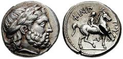 MACEDON, Kings of. Philip II. Estimate $300 MACEDON, Kings of. Philip II. 359-336 BC. AR Tetradrachm (14.43 gm). Amphipolis mint. Struck circa 323-315 BC. Laureate head of Zeus right / FILIP-POU, yout