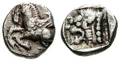 LYCIA. Uncertain Dynast. Estimate $100 LYCIA. Uncertain Dynast. Circa 425 BC. AR Diobol? (1.38 gm). Pegasos flying left / Head of lion right. Seems to be unpublished. VF. ($100)