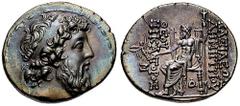 SYRIA, Seleukid Kings. Demetrios II, Estimate $500 SYRIA, Seleukid Kings. Demetrios II, Second Reign. 129-125 BC. AR Tetradrachm (16.95 gm). Antioch mint. Struck 129/128 BC. Diademed and bearded head 
