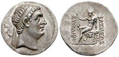 BAKTRIA, Graeco-Baktrian Kings. Euthydemos I. Estimate $1000  BAKTRIA, Graeco-Baktrian Kings. Euthydemos I. Circa 230/225-200 BC. AR Tetradrachm (16.57 gm). Diademed head right / Nude Herakles resting