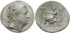 BAKTRIA, Graeco-Baktrian Kings. Euthydemos I. Estimate $1000  BAKTRIA, Graeco-Baktrian Kings. Euthydemos I. Circa 230/225-200 BC. AR Tetradrachm (16.54 gm). Diademed head right / Nude Herakles resting