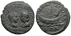 THRACE, Anchialus. Gordian III & Tranquillina. Estimate $200 THRACE, Anchialus. Gordian III & Tranquillina. Æ 26mm (9.88 gm). 241-244 AD. Laureate bust of Gordian right, facing draped bust of Tranquil