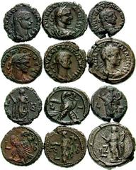 EGYPT, Alexandria. Estimate $100 EGYPT, Alexandria. Lot of 6 billon Tetradrachms, as follows: Gordian III. Year 3 = 240/241 AD. (14.23 gm). Laureate bust right / Homonoia standing left, holding double