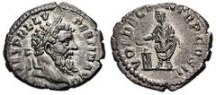 PERTINAX. Estimate $1500 PERTINAX. 193 AD. AR Denarius (2.99 gm). Laureate head right / Pertinax, veiled, standing left, sacrificing out of patera held over altar, holding roll in left hand. RIC IV 13
