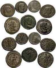 Lot of seven Æ Folles. Estimate $200 Lot of seven Æ Folles. Lot contains the following: Diocletian. Siscia. RIC V pt. 2, 140a // Maximian. Carthage. RIC V pt. 2, 29b // Maximian second reign. London. 