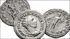 ROMAN. Imperial. Lot of three (3) AR Antoniniani from Gordian III to Otacilia Severa. Includes: Gordian III. Rome mint. 1st emission, AD 238. Radiate, draped, and cuirassed bust right / Jupiter standi