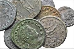 ROMAN. Imperial. Lot of nine (9) Æ Folles from Diocletian to Helena. Includes: Diocletian (2) // Maximianus // Galerius (2) // Maximinus II (2) // Licinius // Helena. Average Good VF, roughness, one D