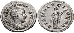 Gordian III. AD 238-244. AR Denarius (20mm, 2.76 g, 12h). Rome mint. 7th emission, AD 240. Laureate, draped, and cuirassed bust right / Diana Lucifera standing right, holding long torch in both hands.