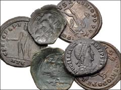 MIXED. Roman Imperial-Byzantine. Lot of six (6) bronze coins. Includes: ROMAN IMPERIAL: Diocletian. Æ Follis // Maximianus. Æ Follis // Galerius. Æ Follis // Valentinian II. Æ // BYZANTINE: Andronicus