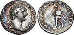 Domitian. AD 81-96. AR Denarius (18mm, 3.18 g, 6h). Rome mint. Struck 14-18 September AD 96. IMP CΛES DOMIT ΛVG GERM P M TR P XVI, laureate bust right; trace of aegis at point of bust / IMP XXII COS X