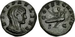Diva Paulina. Died before AD 235. Æ Sestertius (29mm, 19.44 g, 12h). Rome mint. 2nd emission of Maximinus I, AD 236. DIVA PAVLINA, Veiled and draped bust right / CONSECRATIO, S C across lower field, P