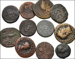 ROMAN. Imperial. Lot of Sixty-three (63) Æ, 1st-2nd centuries AD. Includes: 47 middle bronze of Marcus Aurelius, Faustina Junior, Lucius Verus, Lucilla, Commodus, Crispina, Septimius Severus, Geta, Ma