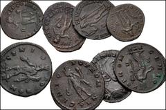ROMAN. Imperial. Lot of Two hundred twenty-eight (228) Æ, 4th-5th centuries AD. Includes: Constantine I to Valentinian III, Mostly bronze, a small number of silver. Most with collector’s tickets. Fair