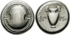 BOEOTIA, Thebes. Circa 395-335 BC. AR Stater (11.88 gm). Boeotian shield / Amphora; EΠ left, ΠA right. R. Hepworth, "The 4th Century BC Magistrate Coinage of the Boiotian Confederacy," Nομισματικα Xρο