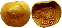 CELTIC. Northern Slovakia. Circa 2nd - 1st Century BC. AV Stater (6.18 gm). Estimate $4000 CELTIC. Northern Slovakia. Circa 2nd - 1st Century BC. AV Stater (6.18 gm). Oval buckle with leg-like protrus