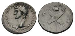 NERO CLAUDIUS DRUSUS, father of Claudius. AR Denarius (3.71 gm). Struck under Claudius, 41-45 AD. Estimate $1000 NERO CLAUDIUS DRUSUS, father of Claudius. AR Denarius (3.71 gm). Struck under Claudius,