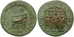 GAIUS CALIGULA. 37-41 AD. Æ Sestertius (27.28 gm). Struck 37-38 AD. Estimate $6000 GAIUS CALIGULA. 37-41 AD. Æ Sestertius (27.28 gm). Struck 37-38 AD. C CAESAR AVG GERMANICVS P M TR POT, Pietas, veile