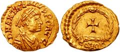 ANTHEMIUS. 467-472 AD. AV Tremissis (1.45 gm). Rome mint. Estimate $1500 ANTHEMIUS. 467-472 AD. AV Tremissis (1.45 gm). Rome mint. D N ANTHEMIVS P F AVG, pearl-diademed, draped, and cuirassed bust rig