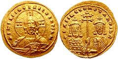 BASIL II & CONSTANTINE VIII. 976-1025 AD. AV Histamenon (4.42 gm). Constantinople mint, struck 977 AD. Estimate $1000  BASIL II & CONSTANTINE VIII. 976-1025 AD. AV Histamenon (4.42 gm). Constantinople