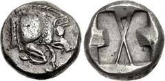 DYNASTS of LYCIA. Uncertain dynast. Circa 520-470/60 BC. AR Stater (18mm, 8.51 g). ‘Predynastic’ period. Forepart of boar right / Incuse square divided by large X, indentations on two sides. Falghera 