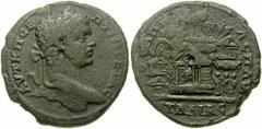 THRACE, Pautalia. Geta, as Caesar. 198-209 AD. Æ 30mm (13.57 gm). Laureate head of Geta right / Scene of the mountainside sanctuary of Pautalia, centered on the main temple of Asklepios, surrounded by