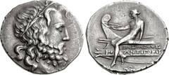 KINGS of MACEDON. Antigonos III Doson. 229-221 BC. AR Tetradrachm (30mm, 17.10 g, 11h). Amphipolis mint(?). Struck circa 227-225 BC. Head of Poseidon right, wearing wreath of marine plants / Apollo, t