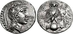 ATTICA, Athenian Exiles in Pontos(?). Circa 86 BC. AR Tetradrachm (29mm, 16.65 g, 12h). New Style coinage. In the name of the dēmos of Athens. Head of Athena Parthenos right, wearing triple crested At