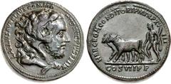 Commodus. AD 177-192. Æ Medallion (42mm, 95.47 g, 12h). Rome mint. Struck late AD 192. L AELIVS AVRELIVS COMMODVS AVG PIVS FELIX, head right, wearing lion’s skin headdress that is tied around neck / H