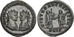 Diocletian & Maximianus. AD 286-305. Æ Antoninianus (22mm, 4.40 g, 6h). Rome mint. Struck AD 286-294. IMP P DIOCLETIANO ET MAXIMIANO AVGG, confronted busts of Diocletian right and Maximianus left, eac