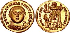 Licinius II. Caesar, AD 317-324. AV Aureus (20mm, 5.33 g, 12h). Nicomedia, 5th officina. Struck AD 321-322. D N VAL LICIN LICINIVS NOB C, bareheaded, draped, and cuirassed bust facing / IOVI CONSER VA