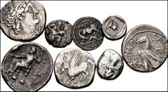 GREEK. Miscellaneous. Lot of fifty-five (55) AR from Magna Graecia to Persia. Includes: Wide variety of denominations and types, with most already attributed. Fine to VF, all with collector’s tickets.