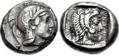DYNASTS of LYCIA. Kherei. Circa 410-390 BC. AR Stater (17mm, 8.53 g, 1h). Telmessos mint. Helmeted head of Athena right; KH (in Lycian) behind and on neck guard / Bearded head of Herakles right, weari
