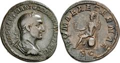 Gordian II. AD 238. Æ Sestertius (29mm, 18.76 g, 12h). Rome mint. Struck March–April. IMP CAES M ANT GORDIANVS AFR AVG, laureate, draped, and cuirassed bust right / ROMAE AETERNAE, S C in exergue, Rom