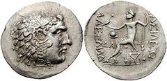 727792. Sold For $195 Macedon, Kings of. Alexander III. 336-323 BC. AR Tetradrachm (16.42 gm). Mesembria mint. Struck circa 175-150 BC. Head of Herakles right, wearing lion's skin headdress / AΛEΞΛIΛΔ