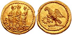 737422. Sold For $975 SCYTHIA, Geto-Dacians. Koson. Mid 1st century BC. AV Stater (20mm, 8.38 gm). KOΣΩN, Roman consul accompanied by two lictors; BA monogram to left / Eagle standing left on sceptre,