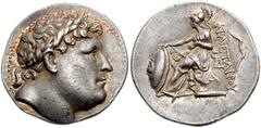782064. Sold For $3250 KINGS of PERGAMON. Eumenes I. 263-241 BC. AR Tetradrachm (30mm, 17.17 g, 12h). Struck circa 263-255/0 BC. Laureate head of Philetairos right / ΦIΛETAIΡOΥ, Athena enthroned left,