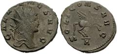 800705. Sold For $45 Gallienus. AD 253-268. Antoninianus (21mm, 2.86 g, 12h). Rome mint, 1st officina. 10th emission, AD 267-268. Radiate head right / Pegasus alighting right; A. RIC V 283; MIR 36, 71